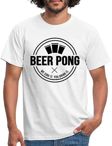 Spreadshirt Rundes Bierpong Logo Geschenkidee Männer T-Shirt, XL, Weiß