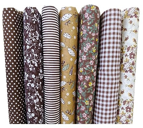 Egurs Baumwollstoff Patchwork Stoffe Paket DIY Gewebe Quadrate Meterware Stoffpaket für Bedruckte Stoffe Kleidung Bettwäsche Vorhänge Handgefertigt Material DIY Dekor (50x 50cm) Braune Punkte