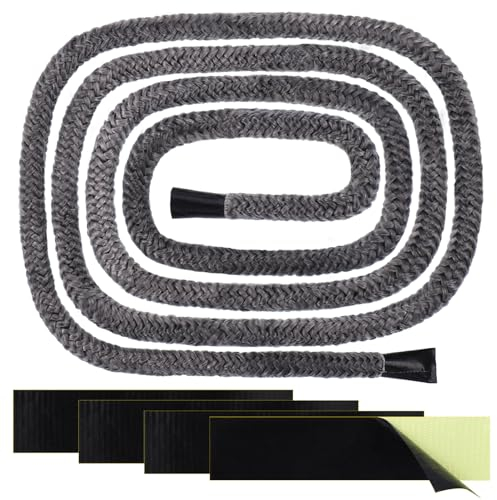 Hejo Joint Insert Cheminée, 2,5 m x 6 mm Joint en Fibre de Verre avec 4 Bandes D'étanchéité pour Extrémité de Corde, Résistante à 600°C, Joint Poele a Bois pour Insert, Cheminée