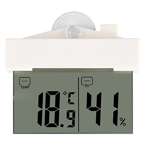 Tragbare Heimwand, Digitales Fensterthermometer Vision, Thermometer LCD Digital Hydrometer Indoor Outdoor Wetterstation Saugfenster, Einfach zu Montieren