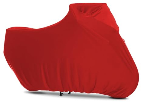 BHIEE Indoor Motorrad Abdeckplane Stretch Stoff Innen Motorradabdeckung Staubschutz-elastischer Motorradplane Motorrad Schutzhülle 295 x 109 x 140 cm Rot