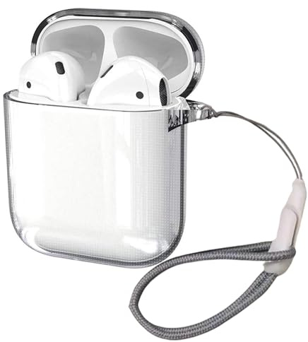 MouyouGlow Custodia Trasparente per Airpods 1/2, Custodia per AirPods 1/2 (2019) Custodia protettiva in TPC con moschettone, Cover di ricarica wireless visibile a LED antiurto per AirPods 1 e 2 Custo