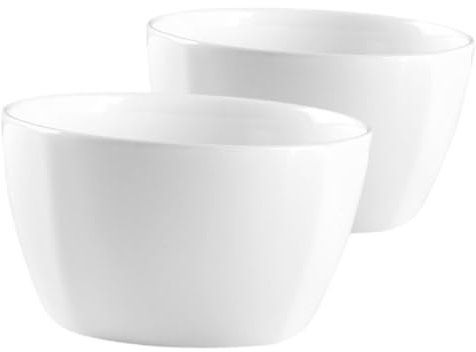 PRETYZOOM Ciotole Di Ramen Bianche Quadrate in Ceramica, Ciotola Per Zuppa e Riso, Resistente Al Calore e Microonde, Set Da 2 Pezzi Per Uso Domestico e Ristoranti