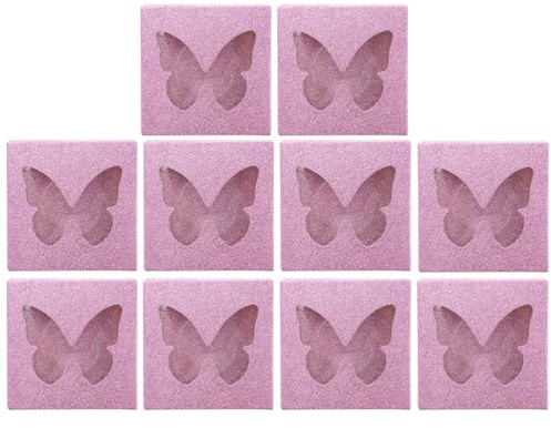 DOITOOL 10 cajas de pestañas postizas, contenedores vacíos de almacenamiento de pestañas, caja de pestañas con purpurina, estampado de mariposas, estuche organizador de maquillaje