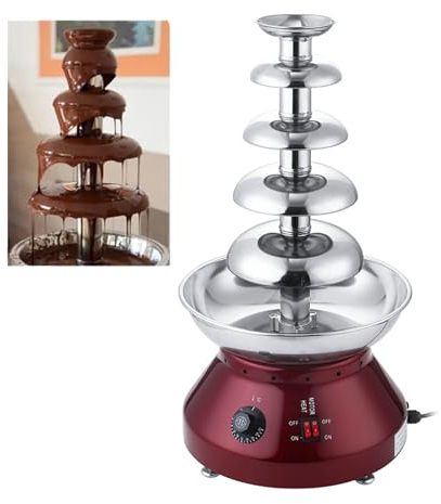 LBMED Fuente Chocolate 5 Niveles,Juegos Fondue Grandes Acero Inoxidable con Orificios Enfriamiento Inferiores Y Varilla Roscada,Temperatura Ajustable 0-110° Y Calentamiento Uniforme 360°,no Pegajoso