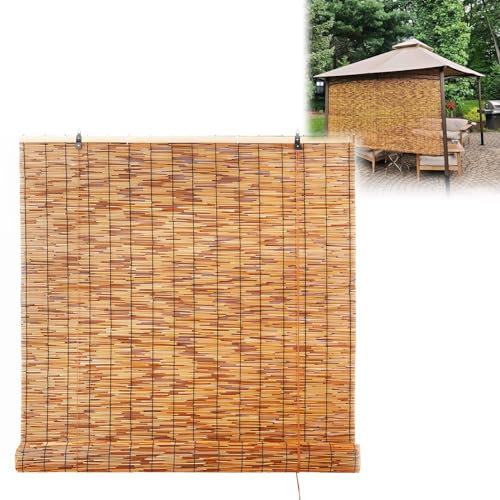 Jalousie Bambus Rollo Schilf Vorhang Wetterfest Ohne Bohren Sonnenschutz Fenster Rollo Holzrollo Blickdicht Raffrollo 110x200 110x160 160x230 Lichtfilter Vorhang (Size : 50cm Breit x 130cm Hoch)