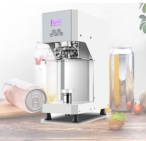 Commercial Automatic Intelligent Tin Can Sealing Machine Soda Sealer Cup Body Rotation Aluminum Beer Bottles PET Jar Seamers (Color : White, Size : 220V)