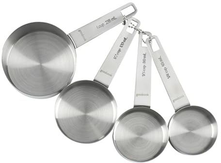 GoodCook Gourmet Measuring Cup Set, Stainless Steel 4-pc., 1/4, 1/3, 1/2, 1 Cup etched measurements