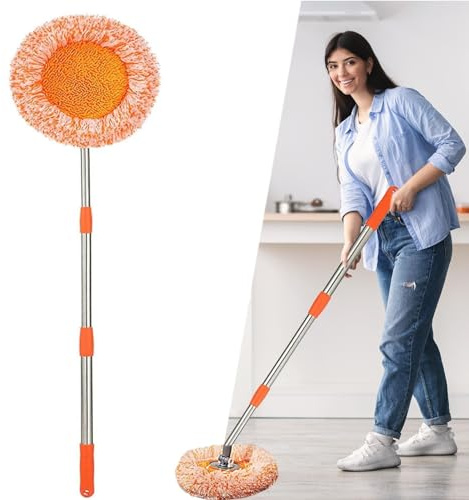 Intellect 360° Rotatable Adjustable Spin Mop - Long Handle Microfiber, for Walls, Car, Windows