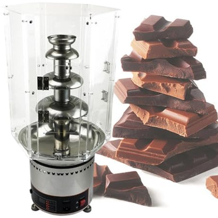 Machine à Fontaine à Chocolat, Cascade à Fondue Au Chocolat En Acier Inoxydable 304 Avec Couvercle Anti-PoussièRe En Plastique Acrylique Transparent, TempéRature RéGlable
