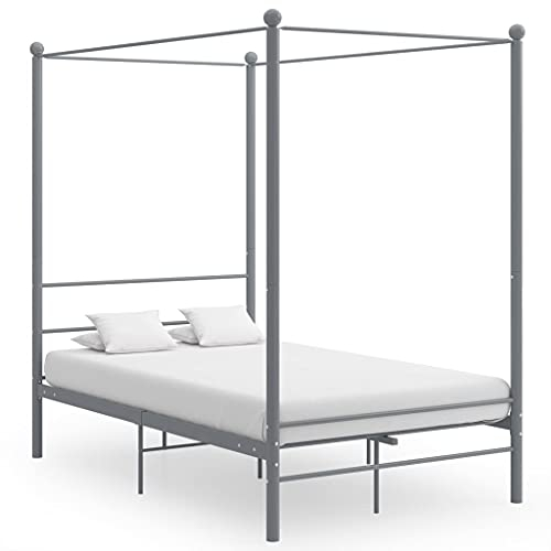 THOYTOUI Himmelbett, Metallbett Bettrahmen Betten Polsterbett Geeignet für Gästezimmer Mehrbettzimmer Schlafzimmer Wohnung Grau Metall 140x200 cm