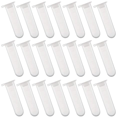 GARVALON Tube à Centrifuger de 5ml en PP, Lot de 50 Bouchons | Transparence Élevée, Échelle Lisible pour Mesure Précise, pour Échantillons et Coloration Alimentaire, Blanc