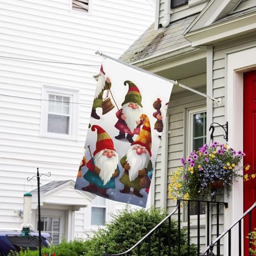 Drapeau de 9,6 x 1,5 m double face - Nains de Noël amusants - Drapeaux de jardin personnalisés - Drapeau amusant pour campagne, terrasse, pelouse, extérieur - Décoration extérieure - Ferme