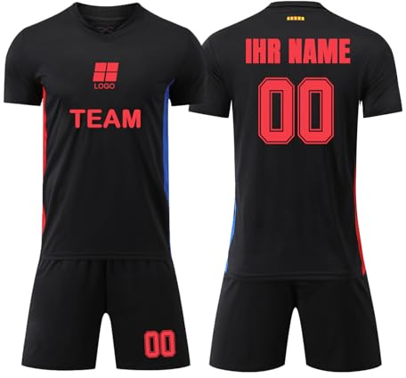 Generisch Fußball Trikot Kinder Erwachsene 24/25 Heim/Auswärts, Personalisiert Fussball Trikot Jungen mit Eigenem Namen Nummer Logo, Fußballtrikot-Shorts-Set für Jungen und Männer