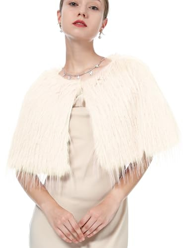 sy soul young Schal Damen Pelz Brautschal Brautstola Schal Wrap für Winter Hochzeit Festival Weihnachten