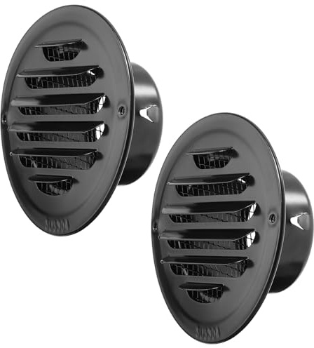 SUMNACON 2 Pcs 304 Stainless Steel Air Vent Cover Ventilation Cover, Round 67mm Air Vent Grill Screen Hood Extractor Fan Ventilation Cover with Insect Mesh for Bathroom Kitchen (Black)