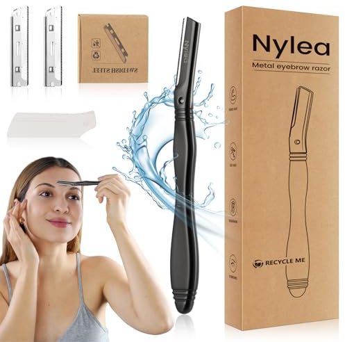 Augenbrauenrasierer, Edelstahl Gesichtsrasierer für Frauen & Männer – Mehrzweck Peeling Rasierer für Dermaplaning mit 4 Klingen, ideal zur Entfernung von Flaum-, Gesichts- und Augenbrauenhaaren.