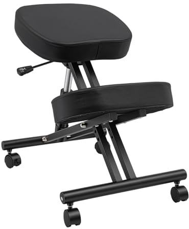 CHFUNE Pneumatischer Ergonomischer Kniestuhl, Einstellbare Kniehocker Haltungskorrektur Kniestuhl für Zuhause und Büro, 70 * 46 * 50-60 cm