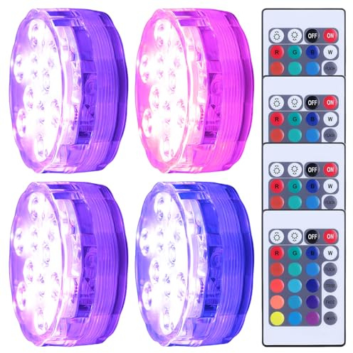 4 Stück Poolbeleuchtung Unterwasser LED Licht: 4 Modi 16 Farben RGB Pool Licht, IP68 Unterwasser Licht Teichbeleuchtung mit Fernbedienung, Farbige LED Teelichter für Aquarium Badewanne Pool Garten
