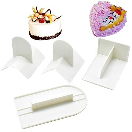 Cabilock Set De 4 Pièces De Grattoirs à Gâteau en Plastique pour Pâtisserie DIY, Lisseur pour Fondant, Sucre, Pâte à Fleurs, Marzipan, Outils De Décoration, Modèles en Forme De T, en Forme
