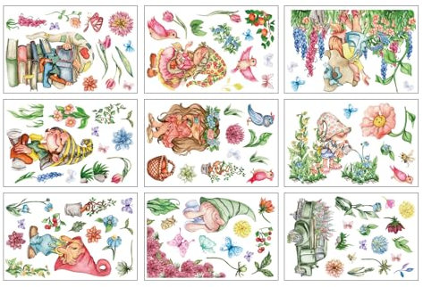 9 Sheets Flower Butterfly Gnomes Window Sticker Reusable PVC Decal Clings For Spring Home Decors And Seasonal Displays