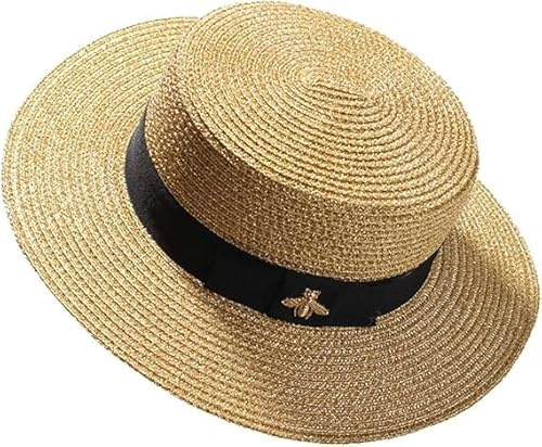 PENGSHAO Gold,One Size,Damen Strohhut Kordelzug Strand Hut Outdoor Urlaub Stil Weich Atmungsaktiv Casual Schnell Trocknen Strand Sonne Kappe 50 UV-Schutz Erwachsene