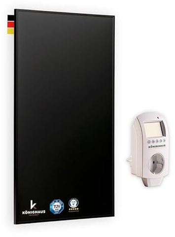 Könighaus Infrarotheizung Black Edition - 130 Watt - Smart App | Smart Thermostat, iOS & Android, TÜV SÜD, 5 Jahre Garantie, doppelter Überhitzungsschutz