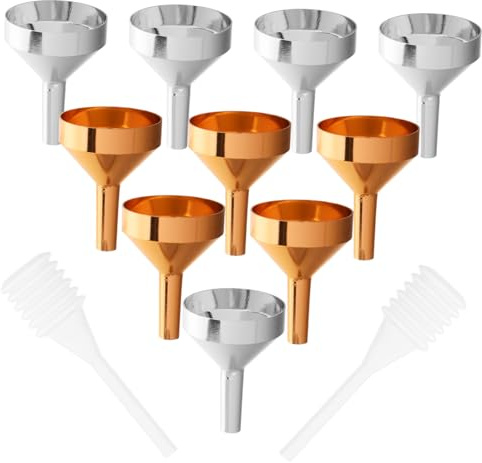 BESTYASH 12 Embudos Pequeños de Plástico y Aluminio para Botellas de Perfume y Líquidos, Portátiles y Resistentes, Ideales para Laboratorio y Cocina