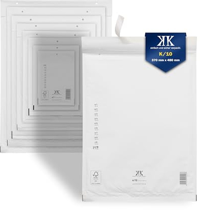 KK Verpackungen Luftpolster-Versandtaschen | 100 Stück, K10 K/10 Luftpolsterumschläge 370 x 480 mm Weiß | Luftpolstertaschen selbstklebend