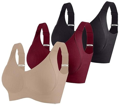 Sujetador Deportivo Mujer Rebajas,3 Pack Sujetador Sin Aros Push Up Cuello V Bralette Básicos Sin Costuras Comodos Sostenes de Mujer con Relleno Suaves Elástico SostéN Cómodo Transpirable Sports Bra