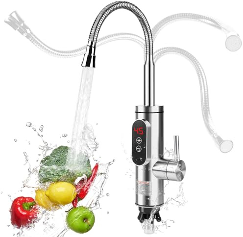 Elektrischer Wasserhahn mit Durchlauferhitzer, 220V 3300W Warmwasserhahn Küchenarmatur Smart Heater Wasserboiler für Küche, Garten, Bad, Wohwagen, Camping (B)