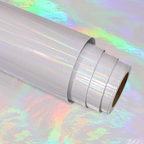 Stickyart Holografisch Folie Selbstklebend Transparente Glitzer Regenbogen 30cmx400cm Vinylfolie Selbstklebend Wasserfest Vinyl Sticker Papier Buchfolie Lichteffekt Folie Rolle für Fotos DIY