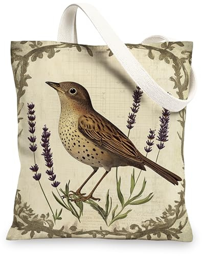 Vintage-Segeltuch-Tasche, elegant, wiederverwendbar, leicht, waschbar, mit Schulterriemen, beige, 13x15 Inch