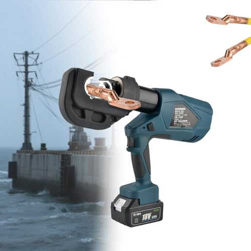 Pinza Crimpatrice Idraulica per Cavi Elettrici da 10 a 300 mm²/da 10 a 400 mm², con Due Batterie al Litio da 18 V, EZ-400/EZ-300 per Terminali Elettrici in Rame e Alluminio EZ-400