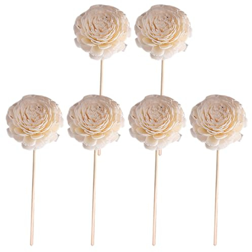 Bastoncini per Diffusori in Rattan Fiore Artificiale 6 Pezzi | Bianco, Decorazione per Matrimoni e Vetrine, Uso Multiplo Durevolezza Elevata