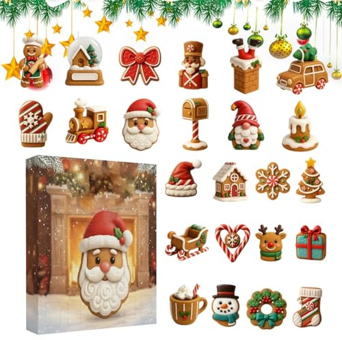 navideño de Adviento – Calendario de cuenta regresiva de acrílico 2D de 24 días, decoración colgante, piezas de exhibición acrílicas, juego colorido, decoración de Adviento para hogar