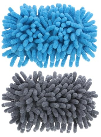 VILLFUL Borrador de Pizarra Blanca de Chenilla 2 Piezas Azul y Gris Lavable y Reutilizable para Limpieza Seca de Pizarras Vidrio y Superficies Pintadas Esponjoso y Ergonómico para Uso