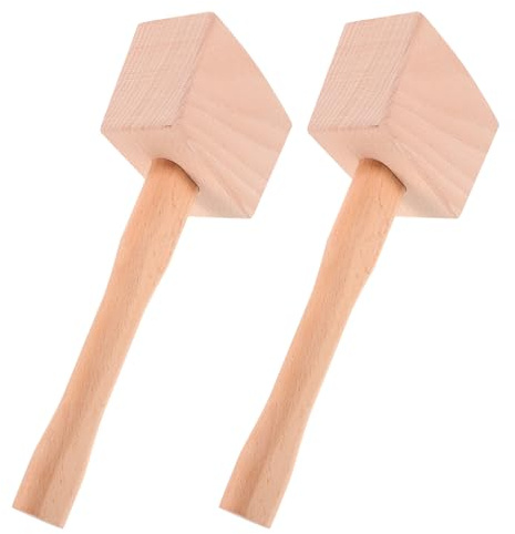 FONDOTIN 2 pièces Maillet Bois de Hêtre Multifonction pour Travail Du Bois Broyage de Glace Cuisine et Usages Domestiques Marteau Manuel Polyvalent pour Menuiserie et Bar