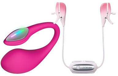 LOVENSE Lush 4 Fernsteuerbarer Wearable G-Punkt Egg Vibrator Sex Toys für die Frau Vibration für Frauen plus LOVENSE Gemini Vibrating Nippelklemmen Sex Spielzeug für die Paare mit Fernsteuerung