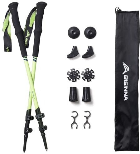 BISINNA Carbon Wanderstöcke – Ultraleichte Trekkingstöcke mit Eva-Griffen | Unisex für Damen und Herren, geeignet zum Wandern, Nordic Walking & Skitouren