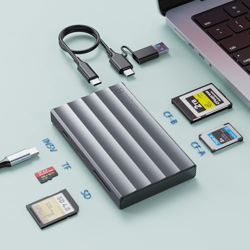 Lector de Tarjetas CFexpress Tipo A/B,Lector de Tarjetas 4 en 1 UHS-II SD 4.0 y Micro SD/TF,USB 3.2 Gen2 a 10 Gbit/s,Lector de Tarjetas CFexpress Tipo B+Tipo A Compatible con Windows/Mac/Linux/Android