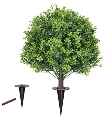 Alanmoship 1 árbol artificial de boj resistente a los rayos UV para jardín, patio, decoración de interiores y exteriores, arbusto sintético realista, 60 cm, verde