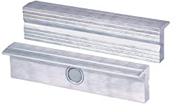 HEUER Magnet-Schutzbacke Typ N für Schraubstock 140 mm, Aluminium mit Rillen, zum Spannen von grob bis mittelfein bearbeiteten Werkstücken