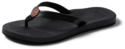 Reef Zen Love Womens Flip Flop, Soft Cushion Footbed, Black/Black, 8