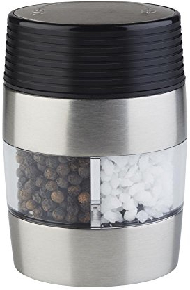 APS 2 in 1 Salz- und Pfeffermühle, Menage-Set in einer Mühle, Salz- und Pfefferkombination in Einem, Keramik-Mahlwerk, 5 x 6,5 cm, 10 cm Höhe