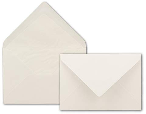 Briefumschläge DIN B6-125 x 176 mm - Altweiß mit weißem Seidenfutter - 50 Stück - EXTRA QUALITÄT - 100 g/m² - - Für ganz besondere Anlässe - Nassklebung - Marke: GUSTAV NEUSER