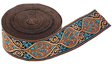 Fenteer 5 Meter Mittelalter Borte Webband Dekoband - Polyester Jacquard - Spitzenstoff Spitzenborte - Für Nähen, Deko, Scrapbooking & Handwerk - 3 cm Breit, Mehrfarbig