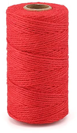 KINGLAKE 100m Red String Twine, 2mm Decorative Jute Twine Craft String for Crafts, Gift wrapping,Gardening,Packing,Christmas Decoration