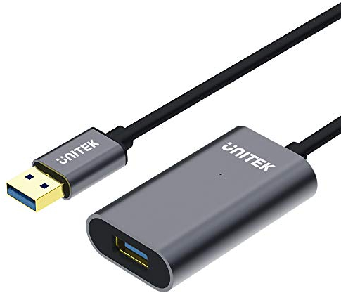 UNITEK Cavo di prolunga da 10 metri con amplificatore USB 3.1 Gen1 │ Cavo ripetitore USB con amplificatore di segnale e alimentazione│ Da USB-A maschio a USB-A femmina │ 5 Gbit/s, Plug&Play│ Alluminio