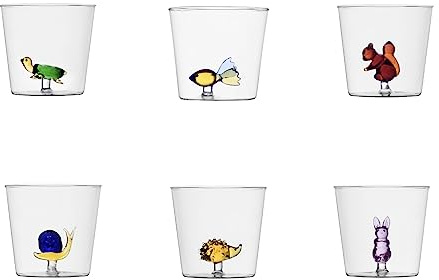 Ichendorf Lot de 6 Verres à Eau Décorés Thème Ferme Animale, Fantaisie Terre et Mer